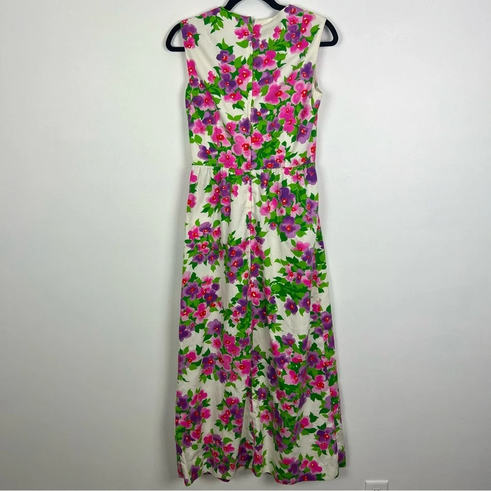 Malia Honolulu Vintage Maxi Dress Floral Vacation Tie Waist Zip Back - Picture 4 of 11